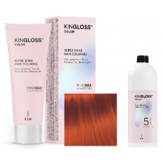 Kingloss Color Ammóniamentes VEGÁN hajszínező szett oxival - 07.44 Intenzív Réz