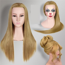.Fodrász vállas babafej íves vállakkal 60-65cm protein alapú szintetikus világos szőke hajjal .Fodrász vállas babafej íves vállakkal 60-65cm protein alapú szintetikus világos szőke hajjal