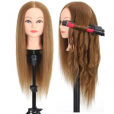 .Fodrász babafej vállakkal 55cm világos barna kevert hajjal